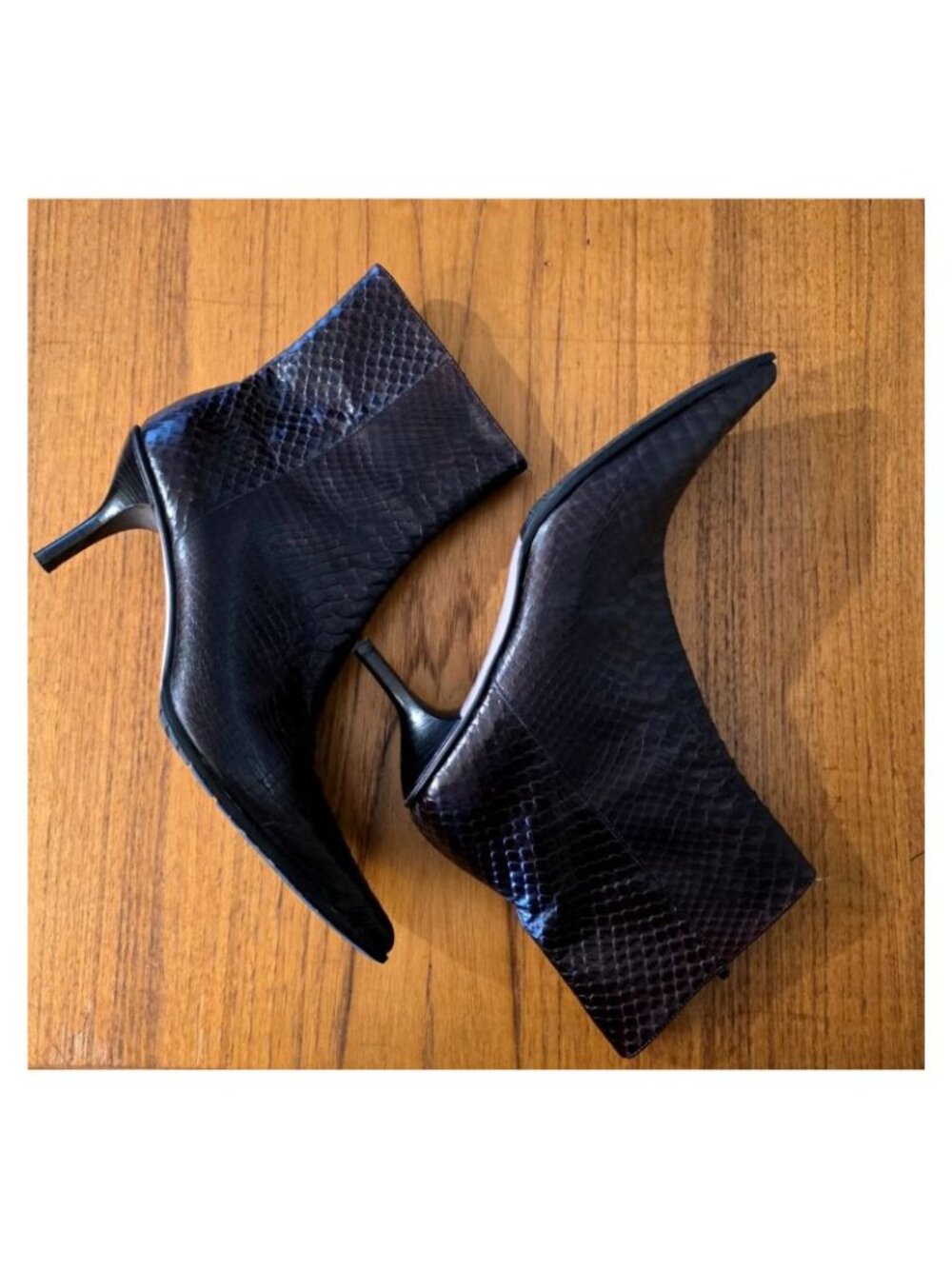 Kenneth Cole Snakeskin Ankle Booties SIZE 6.5 BROWN 3" HEEL 2 THE POINT